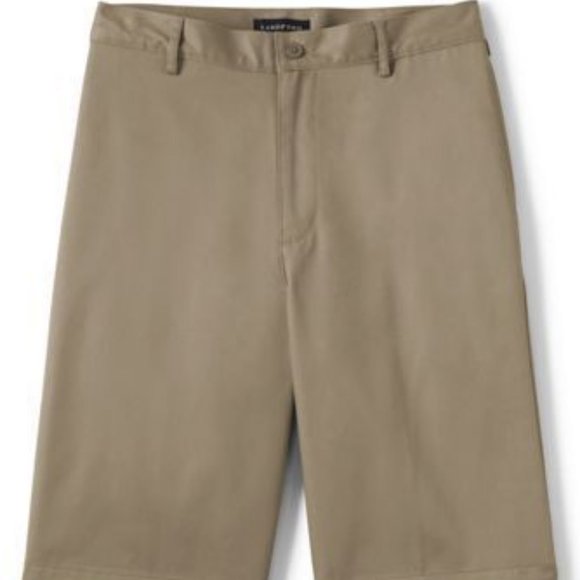 NWT LANDS' END MEN'S PLAIN FRONT WRINKLE RESISTANT BLEND CHINO SHORTS KHAKI 29 - Picture 1 of 9